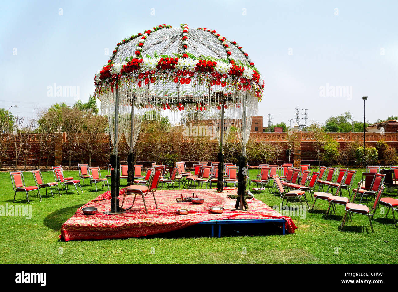 Decorated wedding tent ; Jodhpur ; Rajasthan ; India Stock Photo