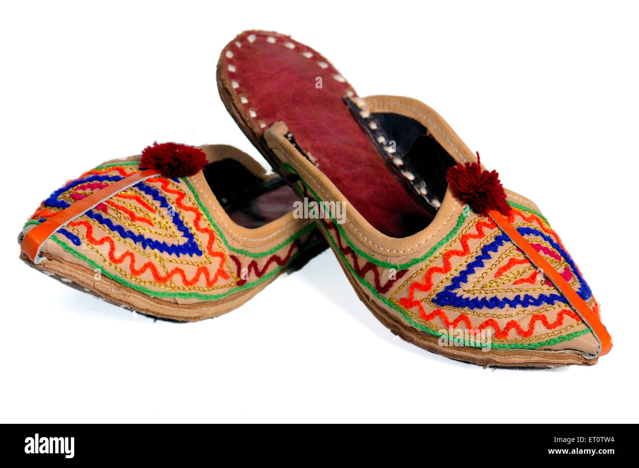 Embroidered leather shoes mojri on white background Stock Photo Alamy