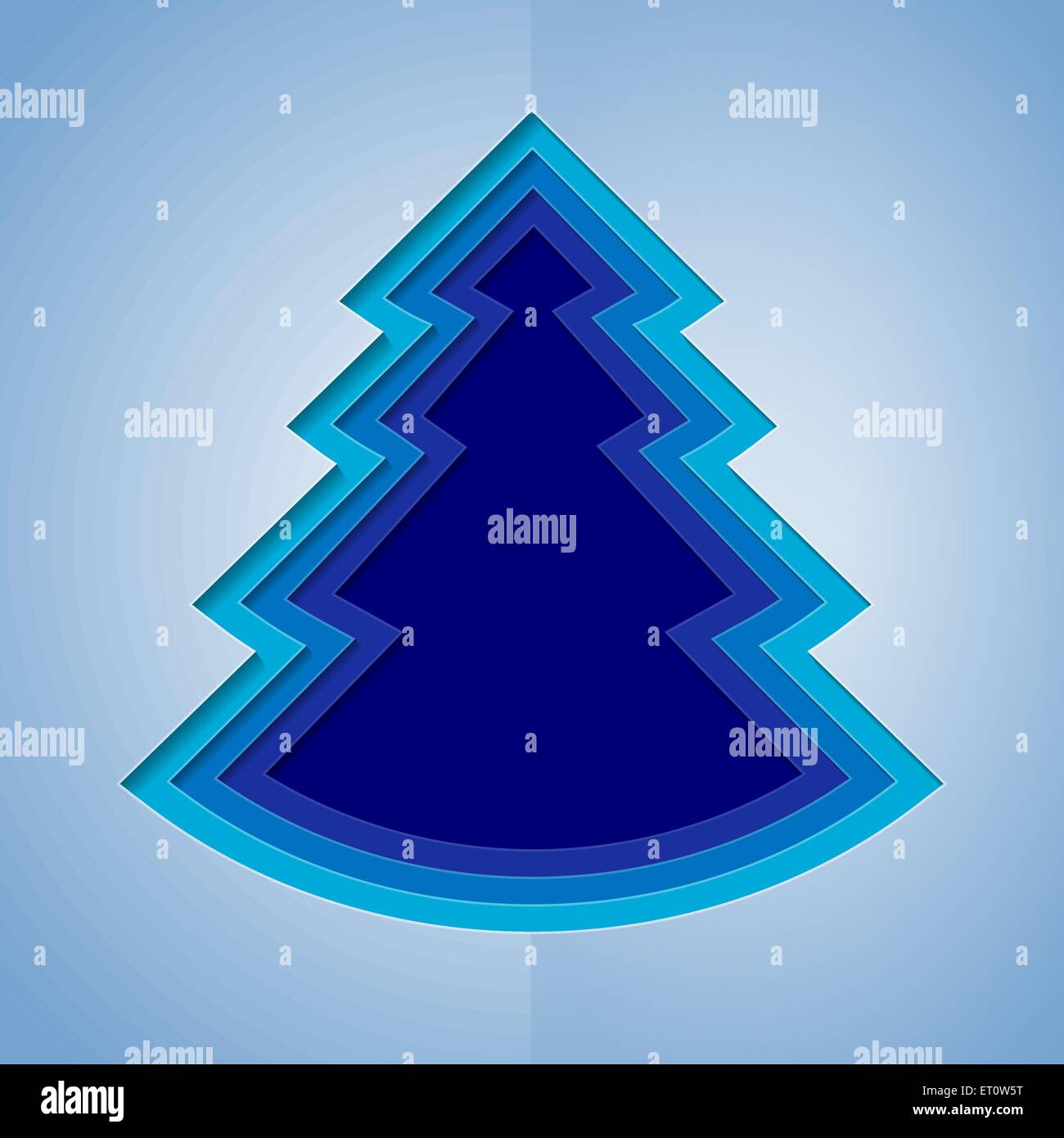 Blue paper christmas tree on white background. RGB EPS 10 vector Stock ...
