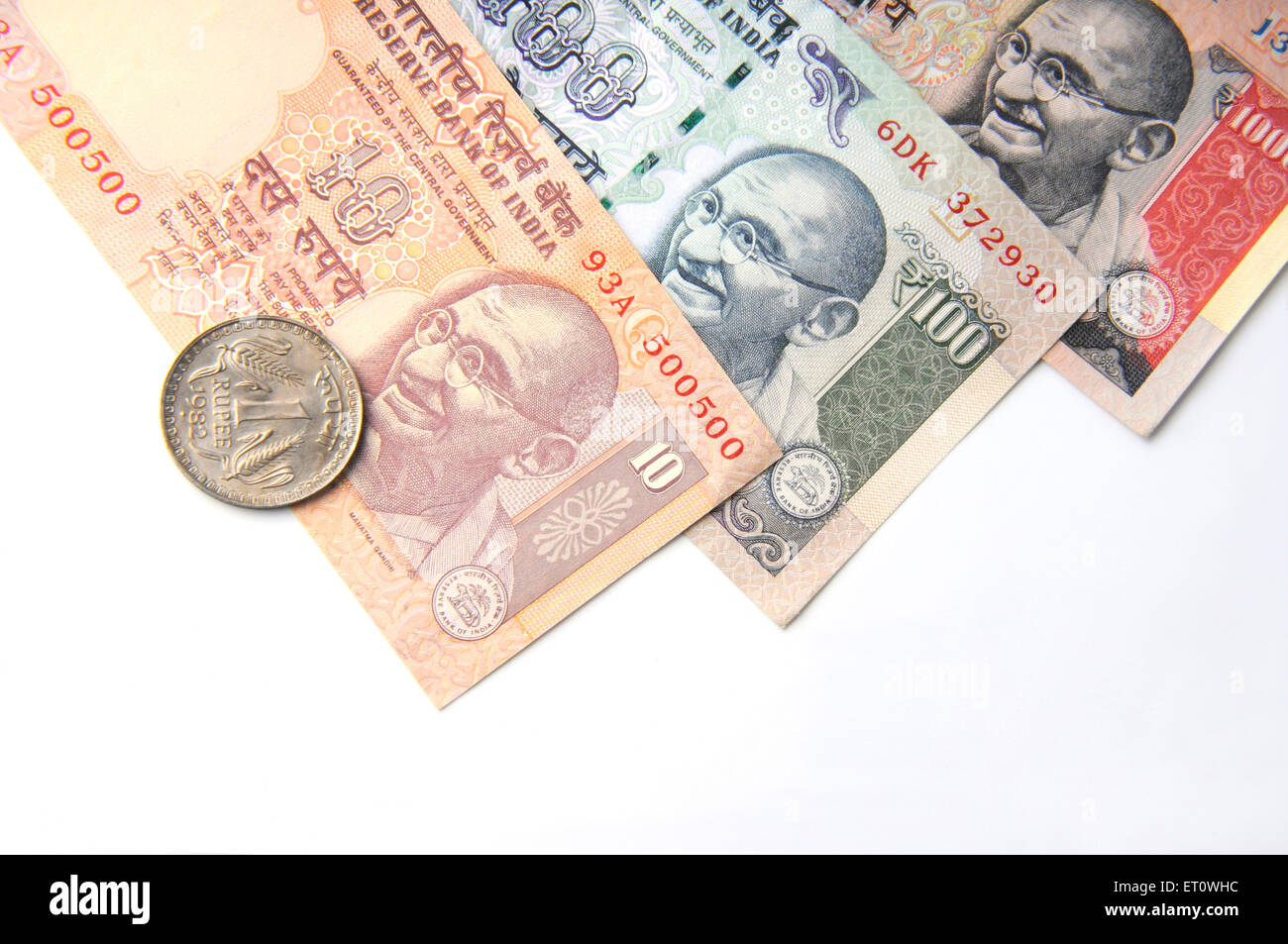 concept of Indian currency notes and coin Stock Photo