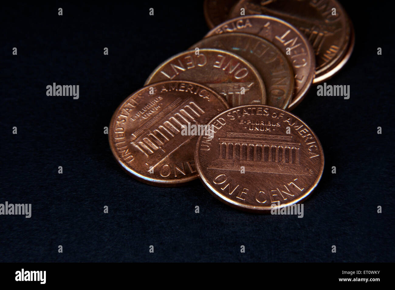 concept of one American cent coin penny Stock Photo