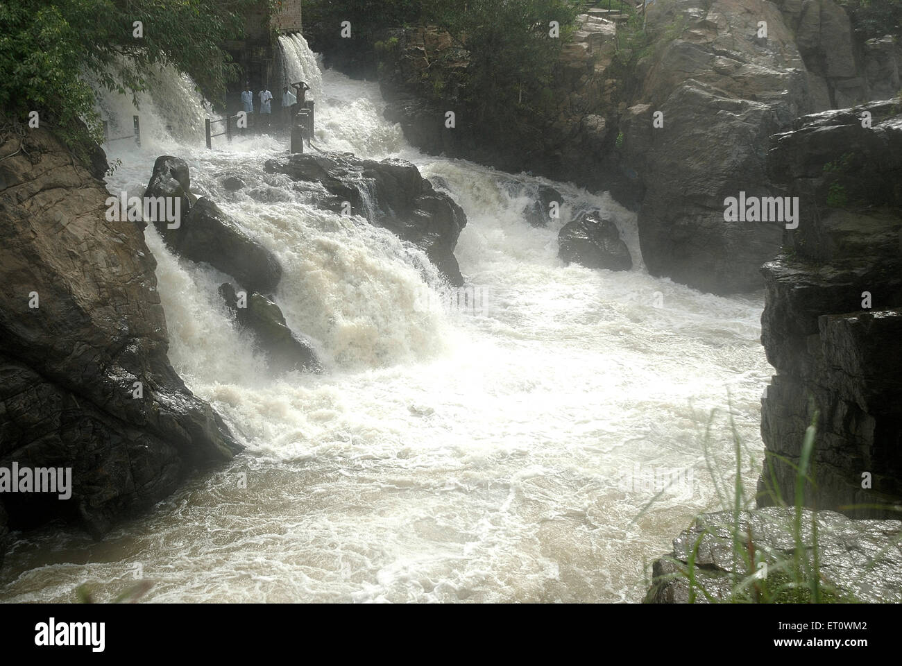 Hogenakkal Water Falls, river Cauvery, Kaveri river, Hogenakal, Dharmapuri, Chamrajnagar, Tamil Nadu, India Stock Photo