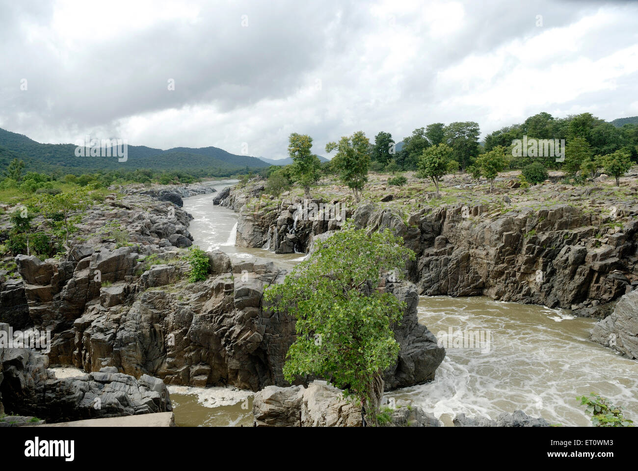 Kaveri river after Hogenakkal falls going to Mettur dam ; Tamil Nadu ; India Stock Photo
