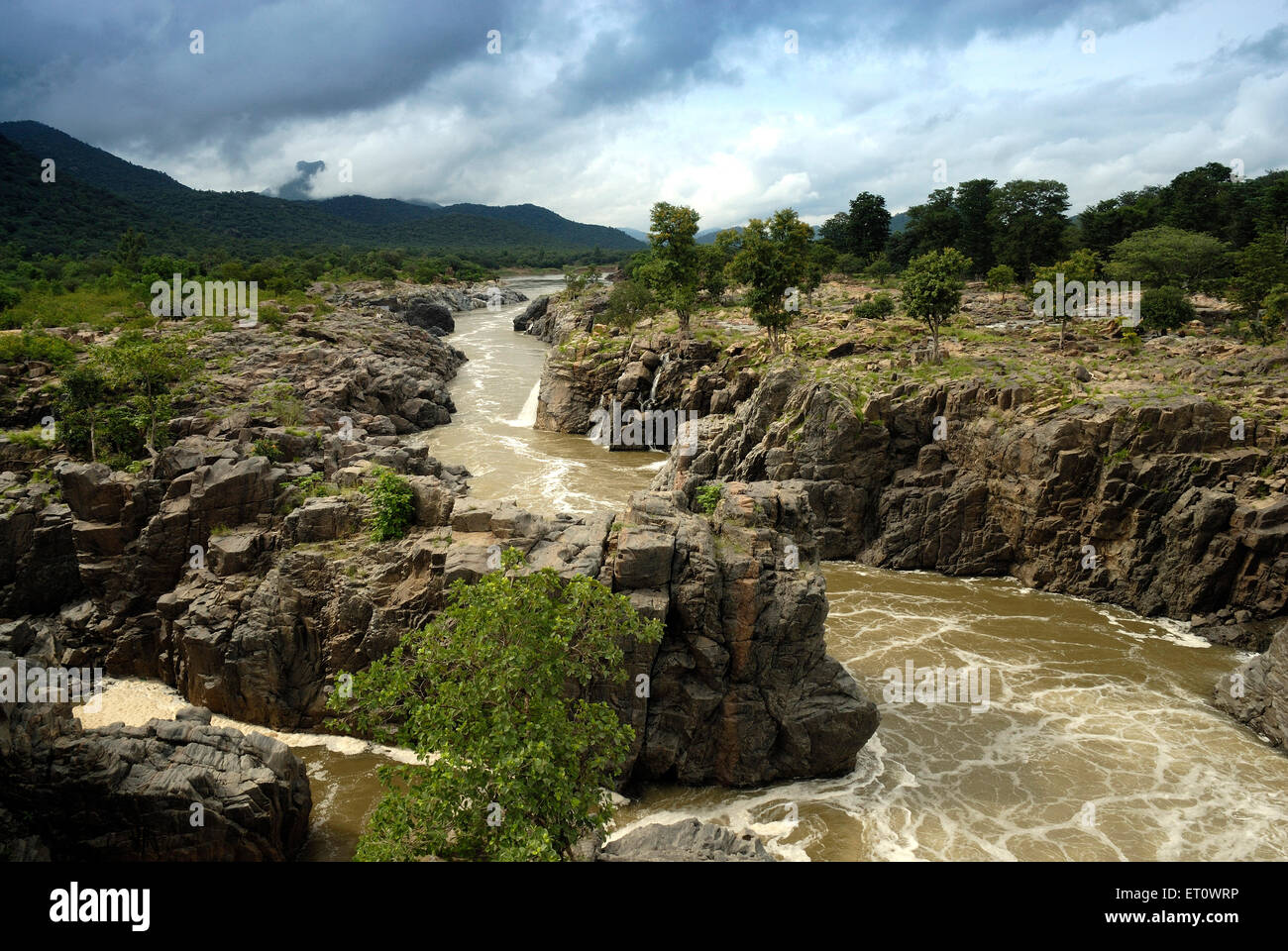Kaveri river after Hogenakkal falls going towards Mettur dam ; Tamil Nadu ; India Stock Photo