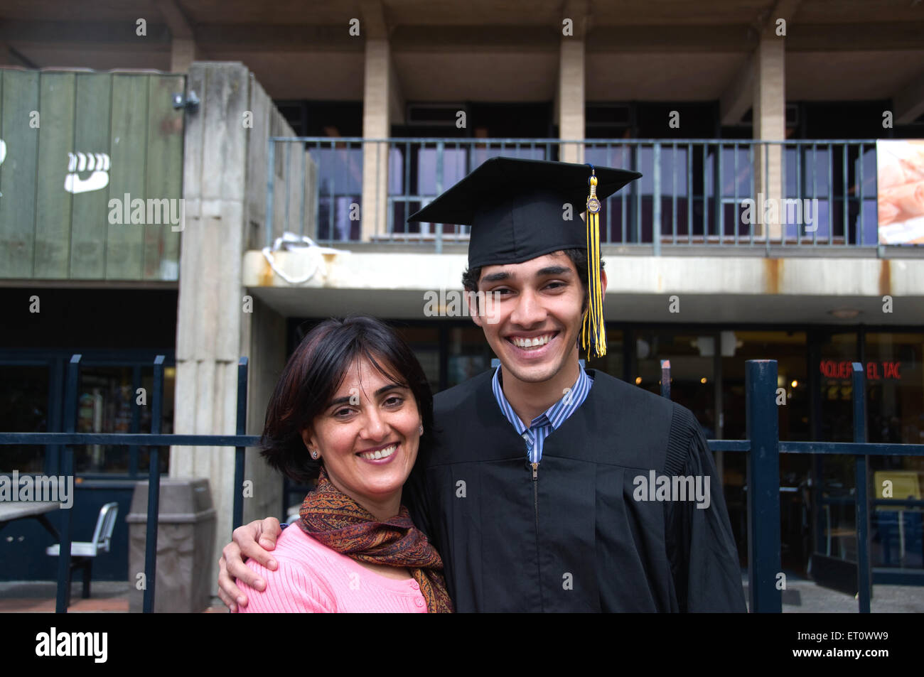 Mother and son on convocation function at Berkeley University ...