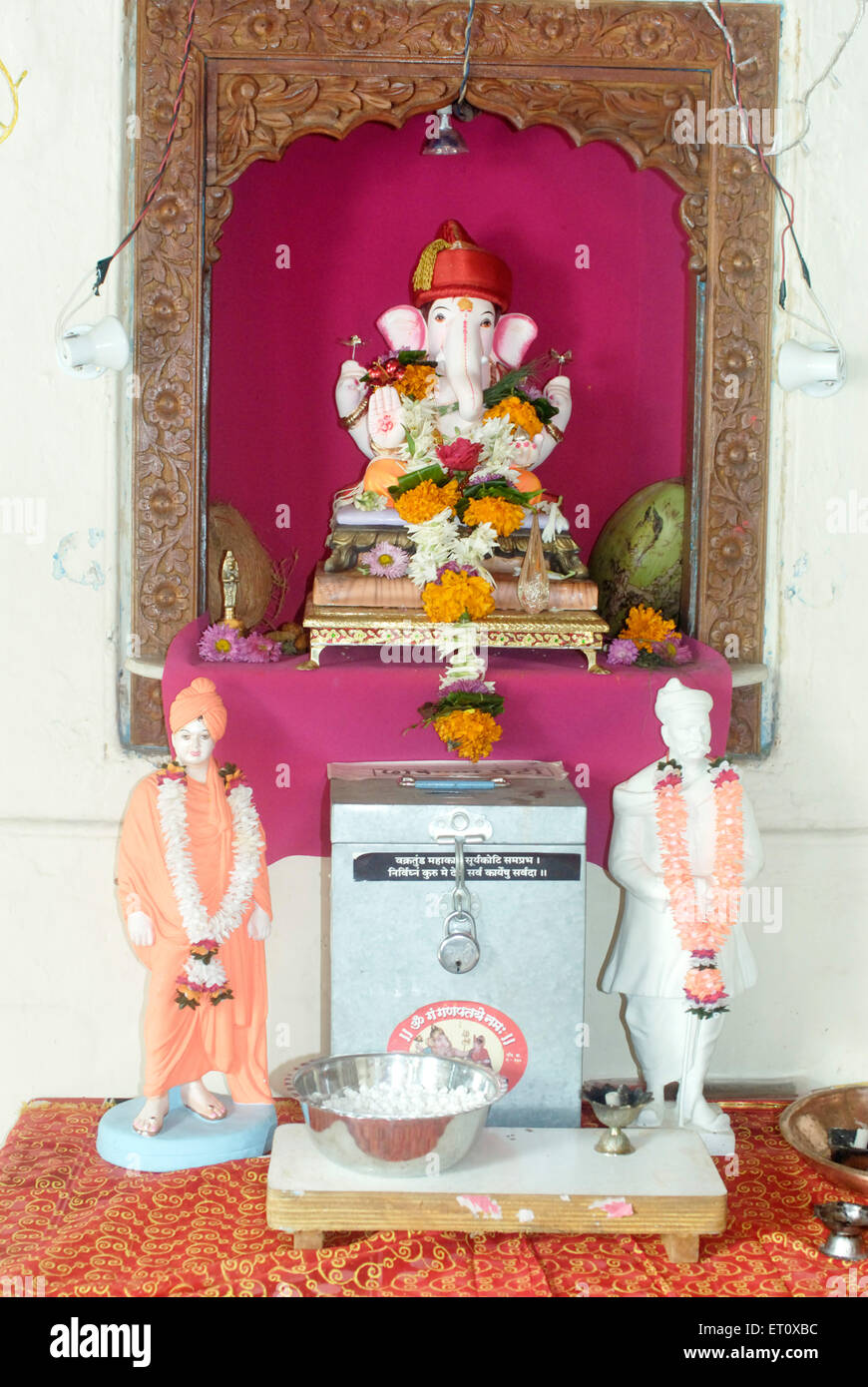 First idol of Lord Ganesh established by Lokmanya Tilak 1894 at Sardar Vinchurkar Wada for celebrating Ganapati festival at Pune Stock Photo