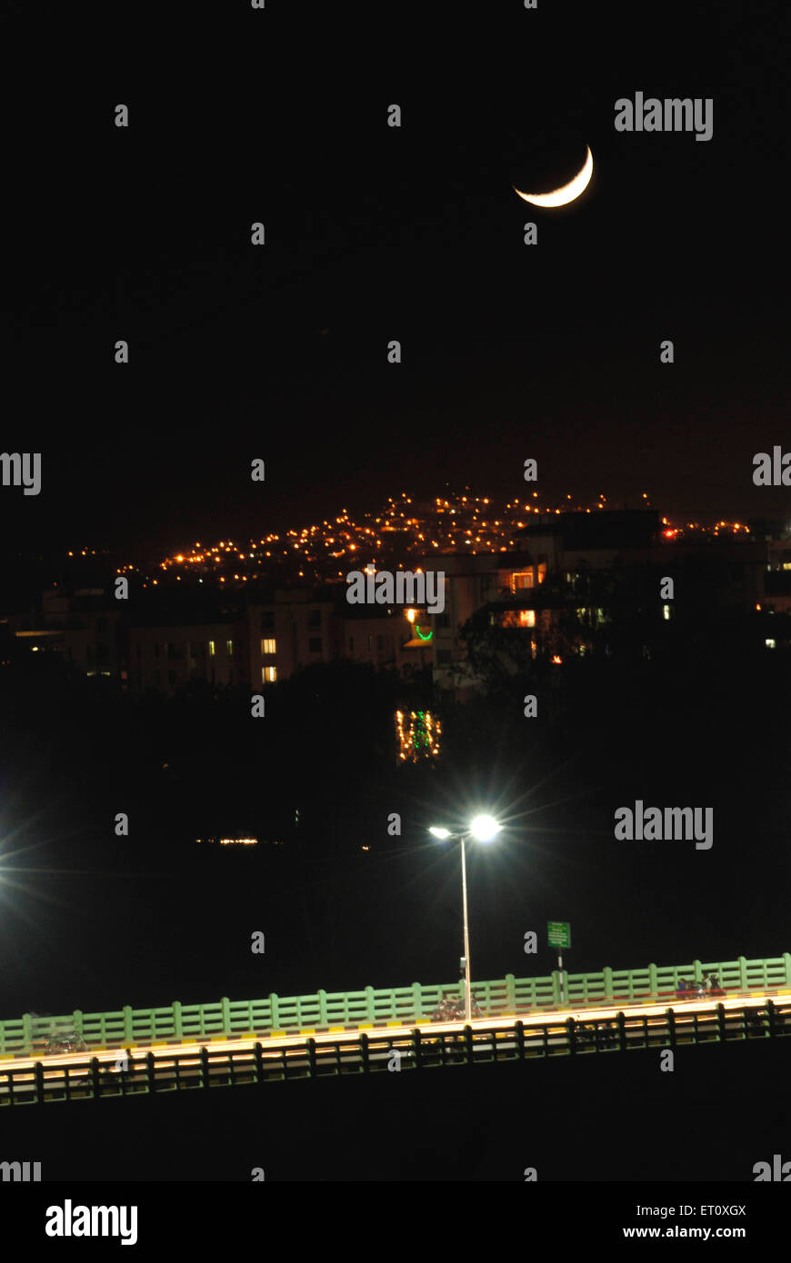 crescent moon, Rajaram Bridge, Pune, Maharashtra, India Stock Photo