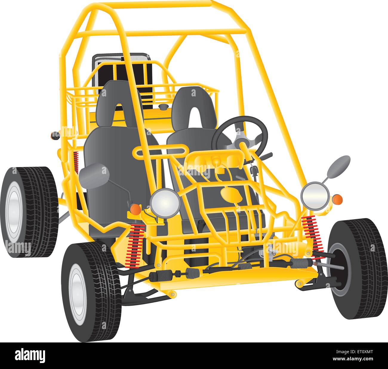 A Yellow Beach Buggy isolated on white Stock Vector