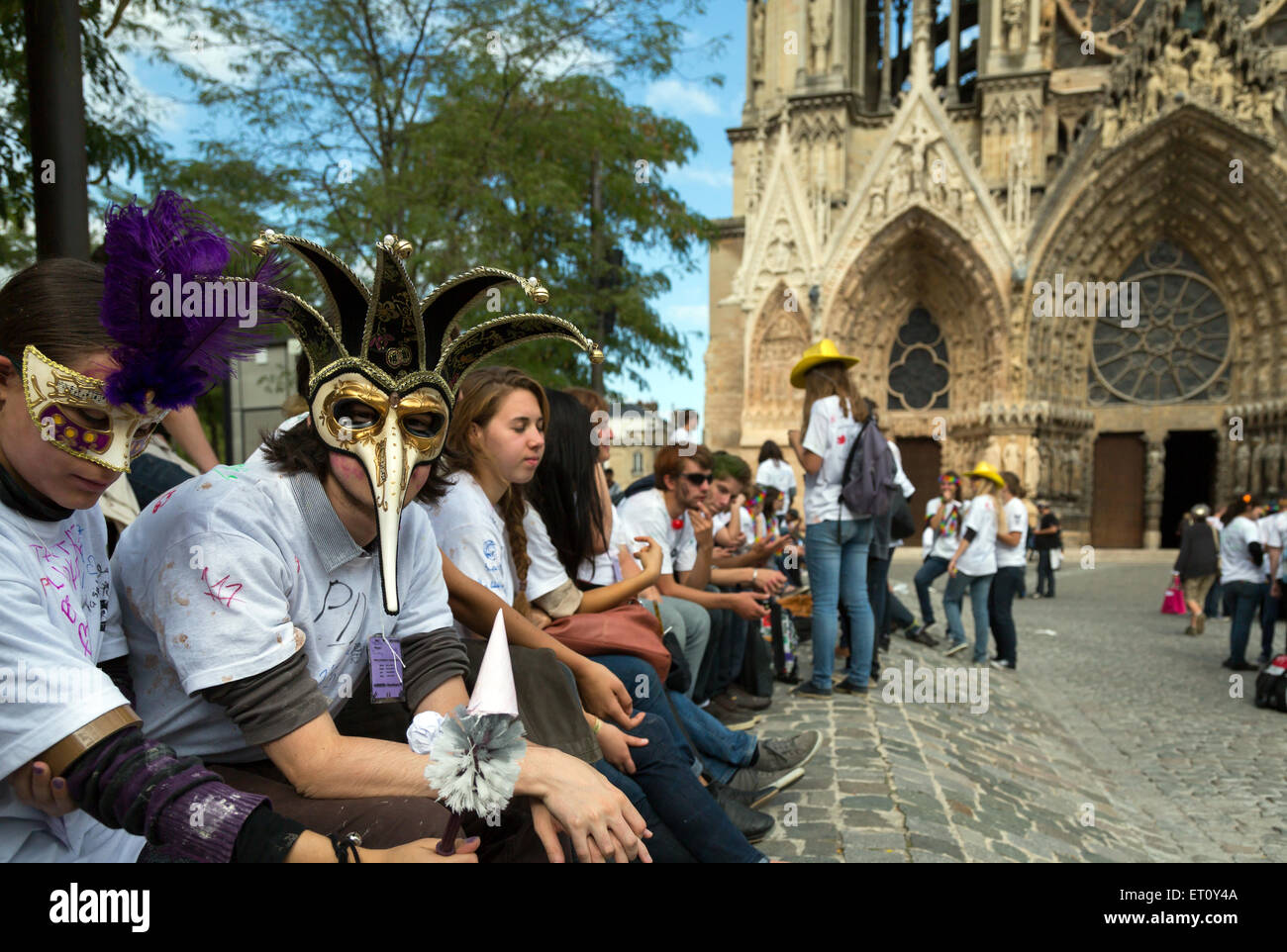 Reims, France, students celebrate the freshmen with the Journee de parrainage Stock Photo