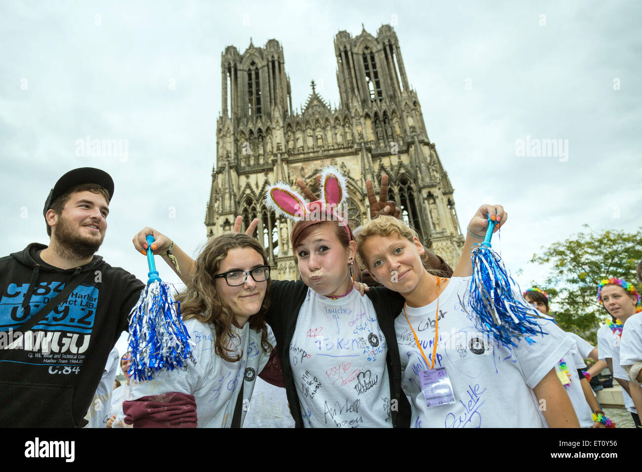 Reims, France, students celebrate the freshmen with the Journee de parrainage Stock Photo