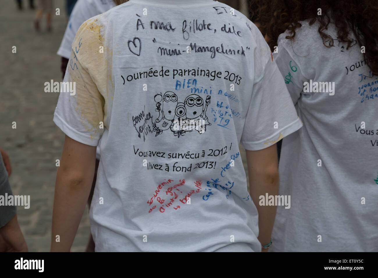 Reims, France, students celebrate the freshmen with the Journee de parrainage Stock Photo
