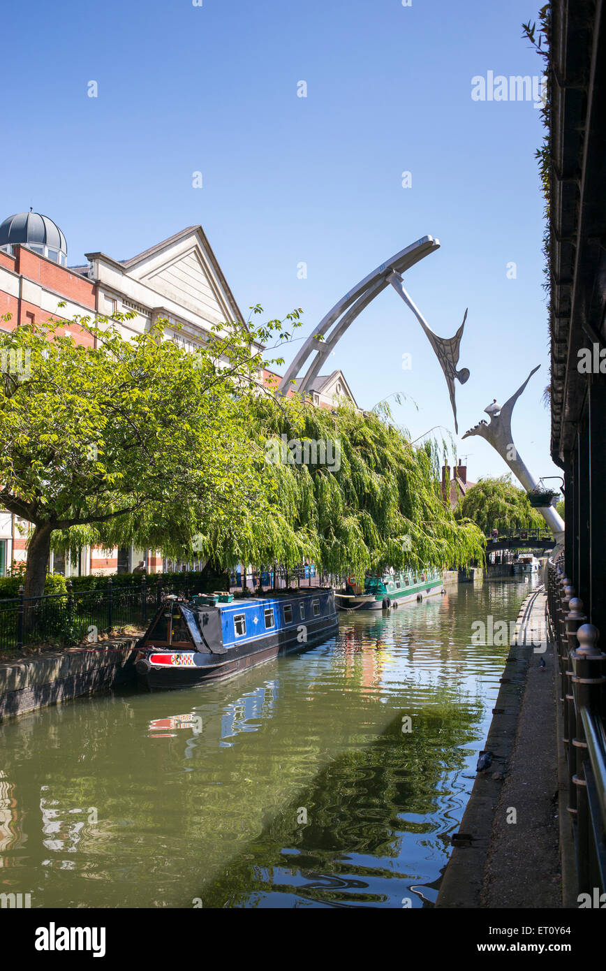 Waterside Empowerment sculpture and River Witham. Lincoln, Lincolnshire, England Stock Photo