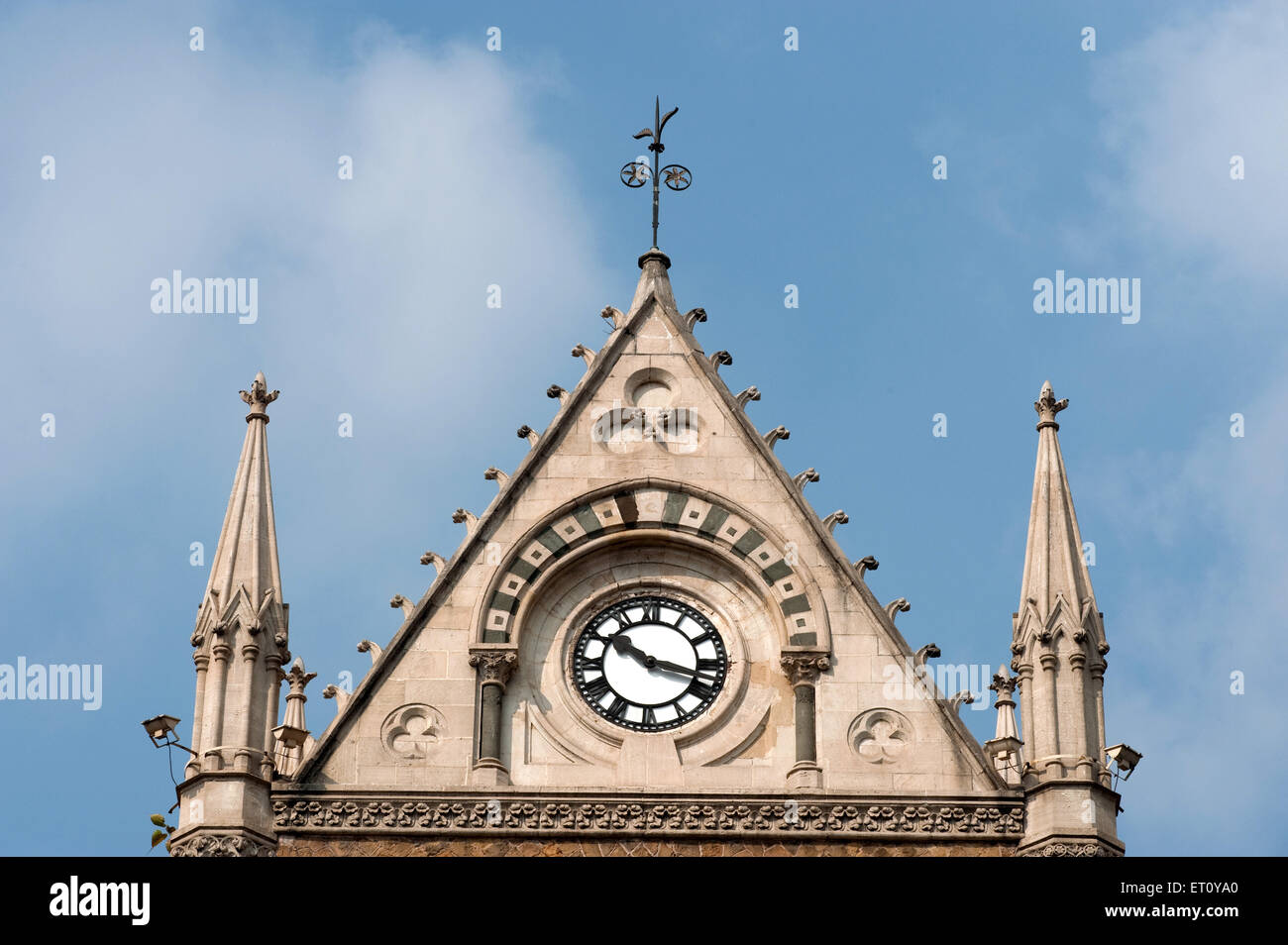 Clock of David Sassoon library at Kala Ghoda ; Fort ; Bombay ; Mumbai ; Maharashtra ; India ; Asia Stock Photo