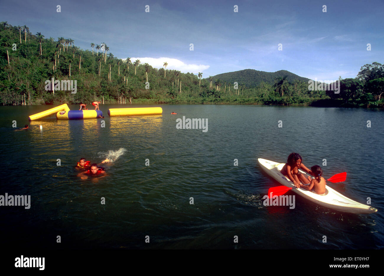 Kayak in Lago San Juan and El Palmar at the eco tourism community of Las Terrazas, Cuba Stock Photo