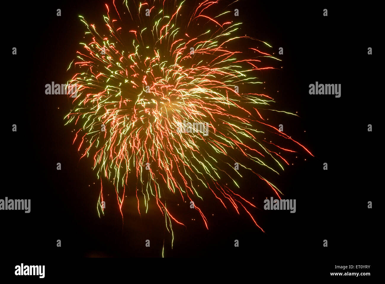 Crackers magnificent red color firework in sky celebrating Gudi Padva ...