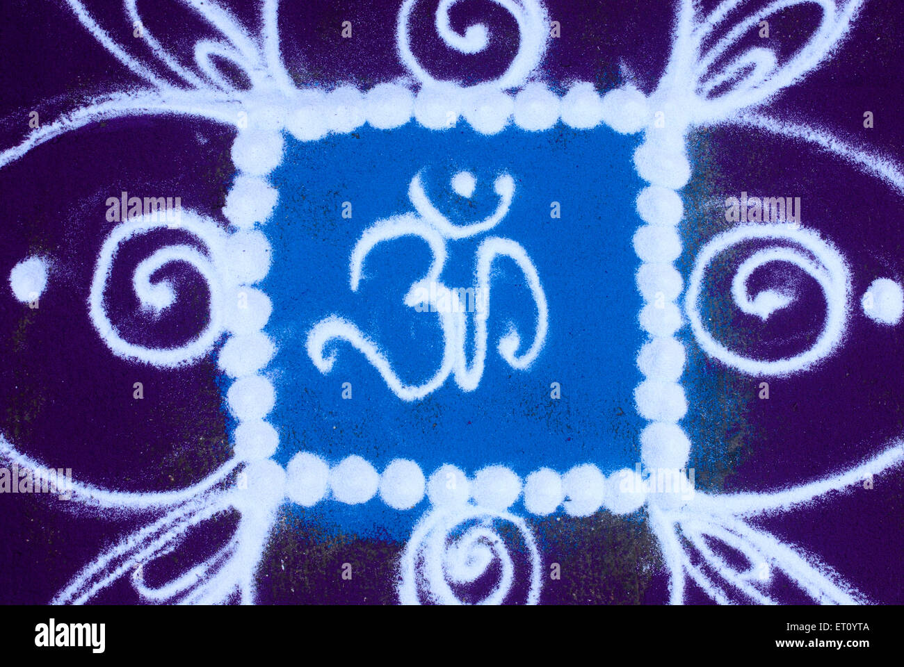 OM symbol, rangoli design, Gudi Padva festival, Hindu New Year, Thane, Maharashtra, India Stock Photo