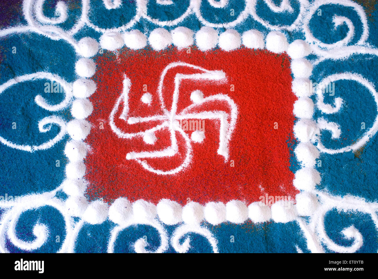 Swastik symbol, rangoli design, Gudi Padva festival, New Year, Thane, Maharashtra, India Stock Photo