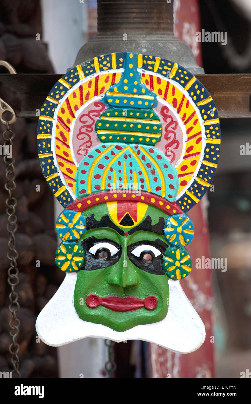 Mask of Kathakali dancer ; Mattancherry ; Cochin ; Kochi ; Kerala ; India ; Asia Stock Photo