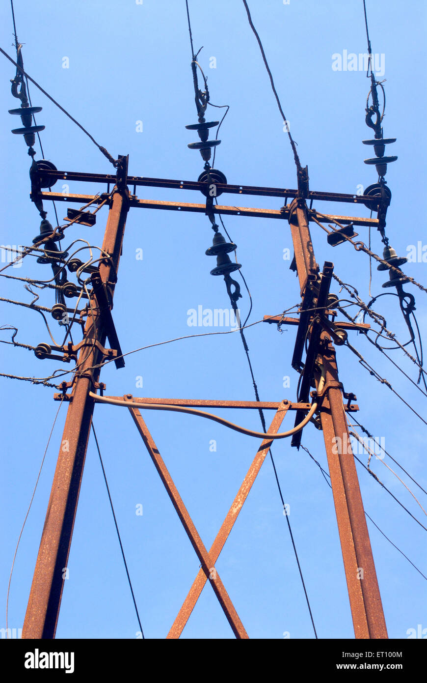 electricity pole, electric distribution Stock Photo