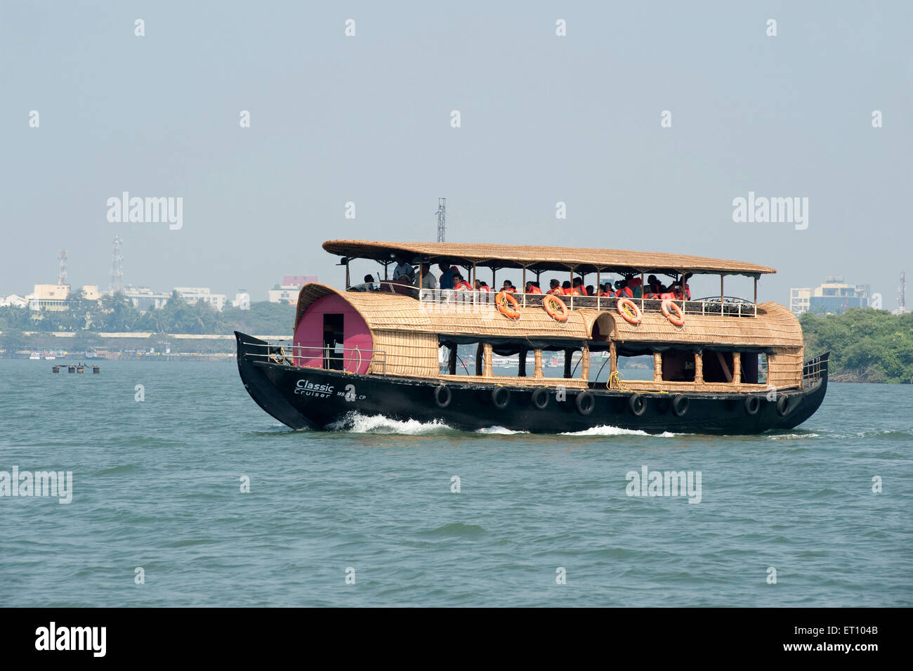 Kettuvallam converted in boat in Vembanad lake ; Cochin ; Kochi ; Kerala ; India ; Asia Stock Photo