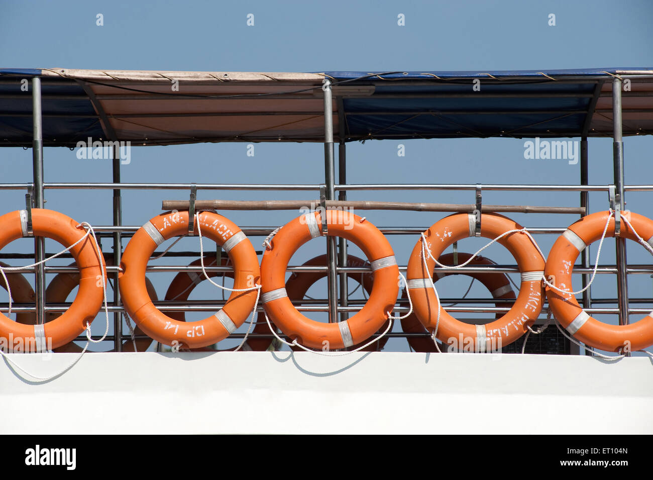 Circular lifeguard on cruise ; Quilon ; Kollam ; Kerala ; India ; Asia Stock Photo