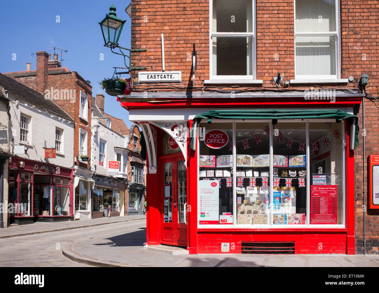 Post Office with Union Jack bunting. Eastgate street, Lincoln