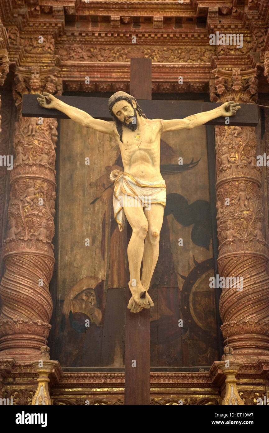 Crucifix Jesus Church of Saint Cajetan at Old Goa Panjim India Asia 2011 Stock Photo