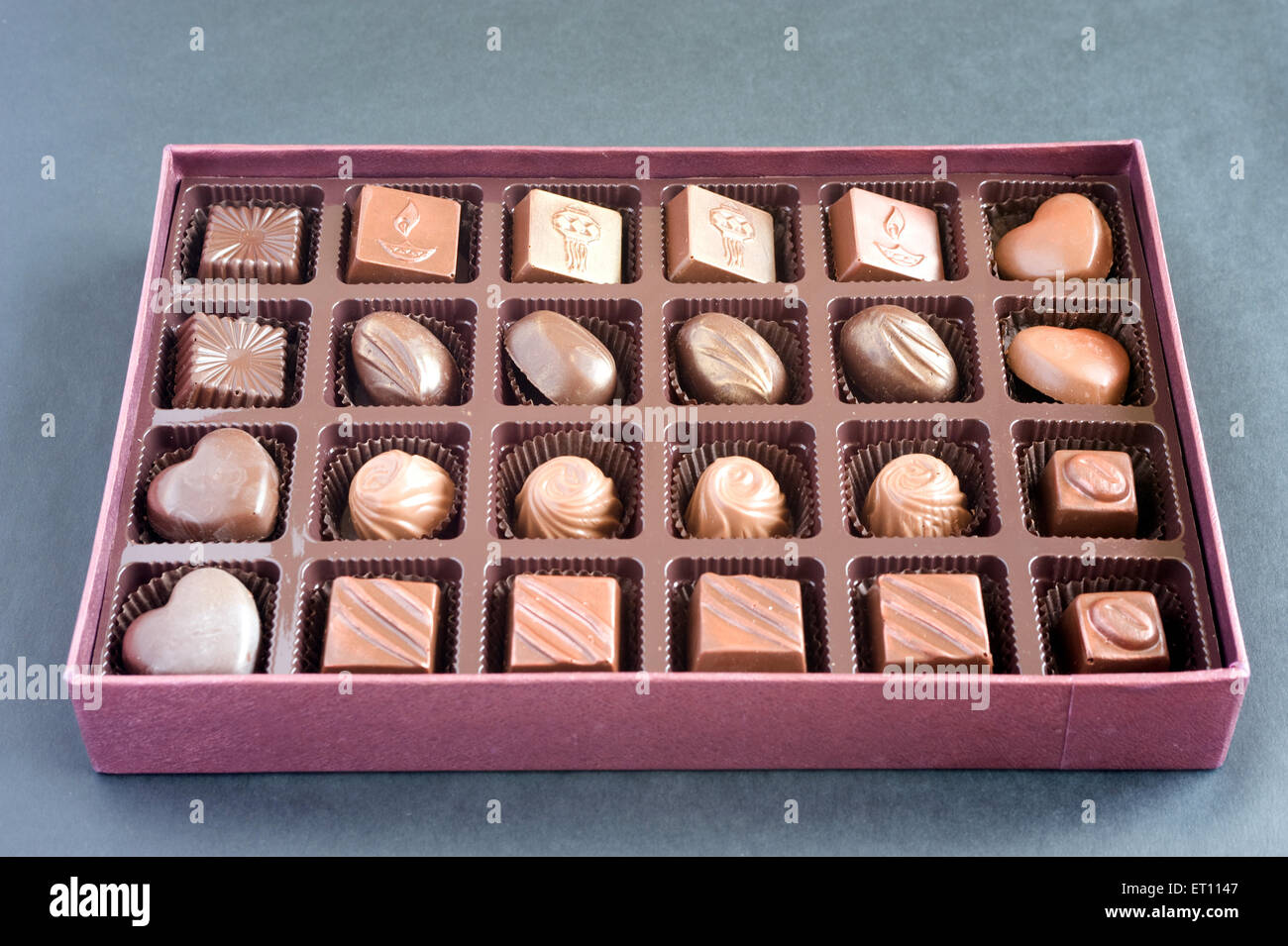 Different Chocolates in gift box Mumbai Maharashtra India Asia Stock