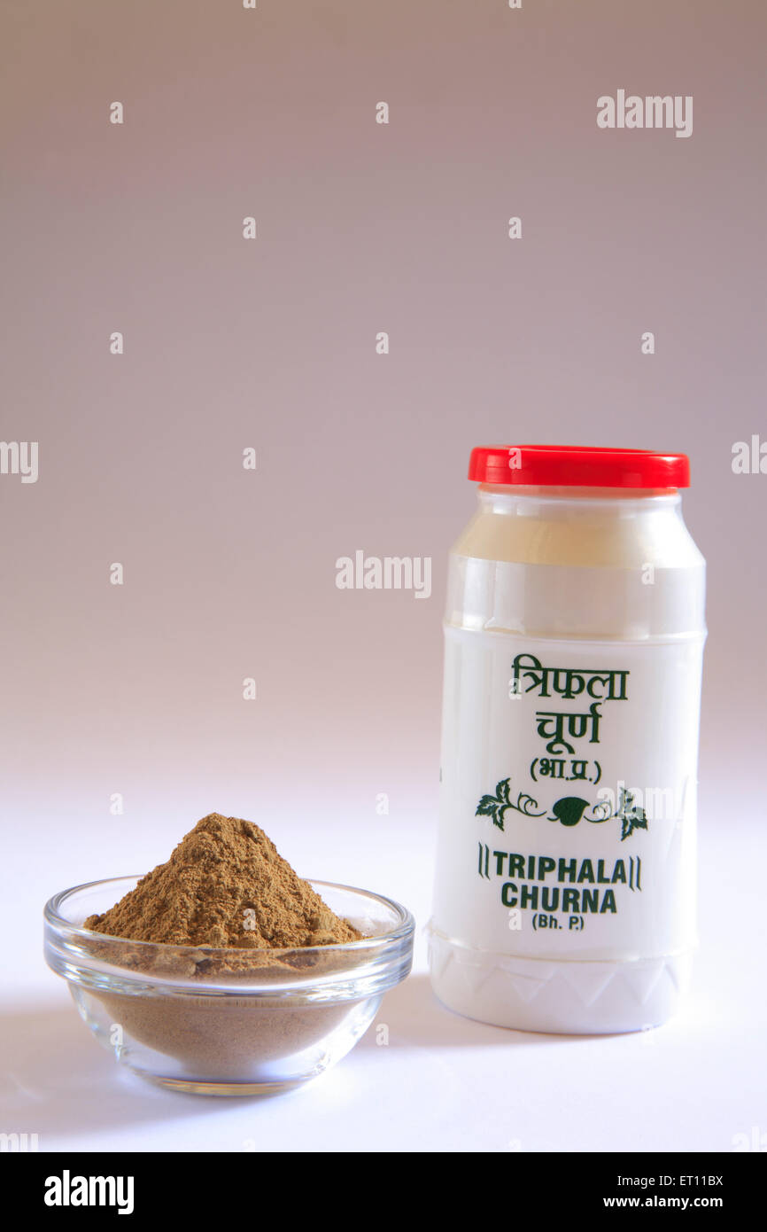 Ayurvedic medicine triphala churna powder for relief from chronic Stock