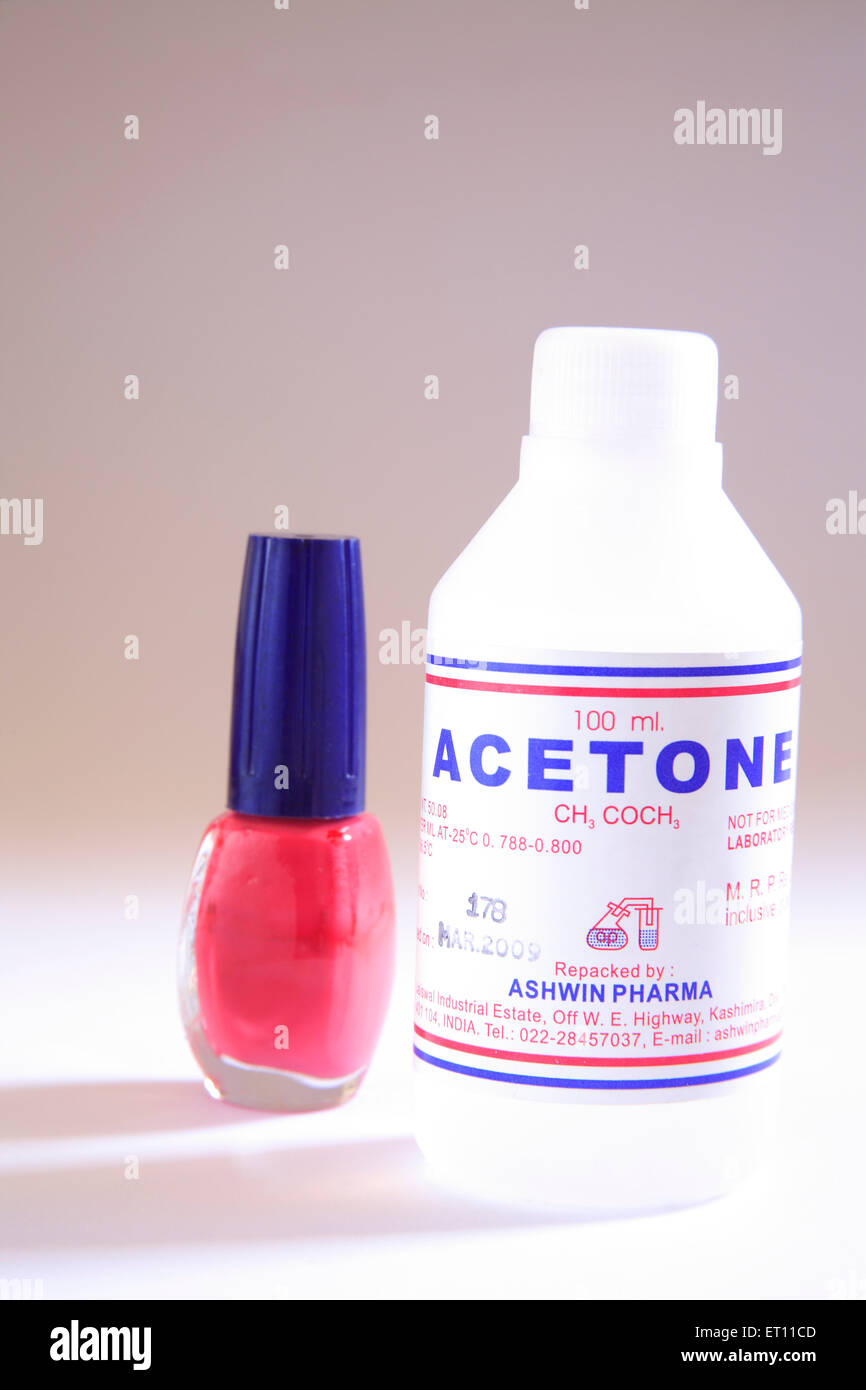 Acetone spirit nail polish remover on white background Stock Photo