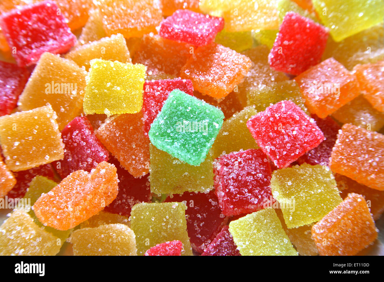 Sweetmeat ; colourful sweet jelly cubes Stock Photo