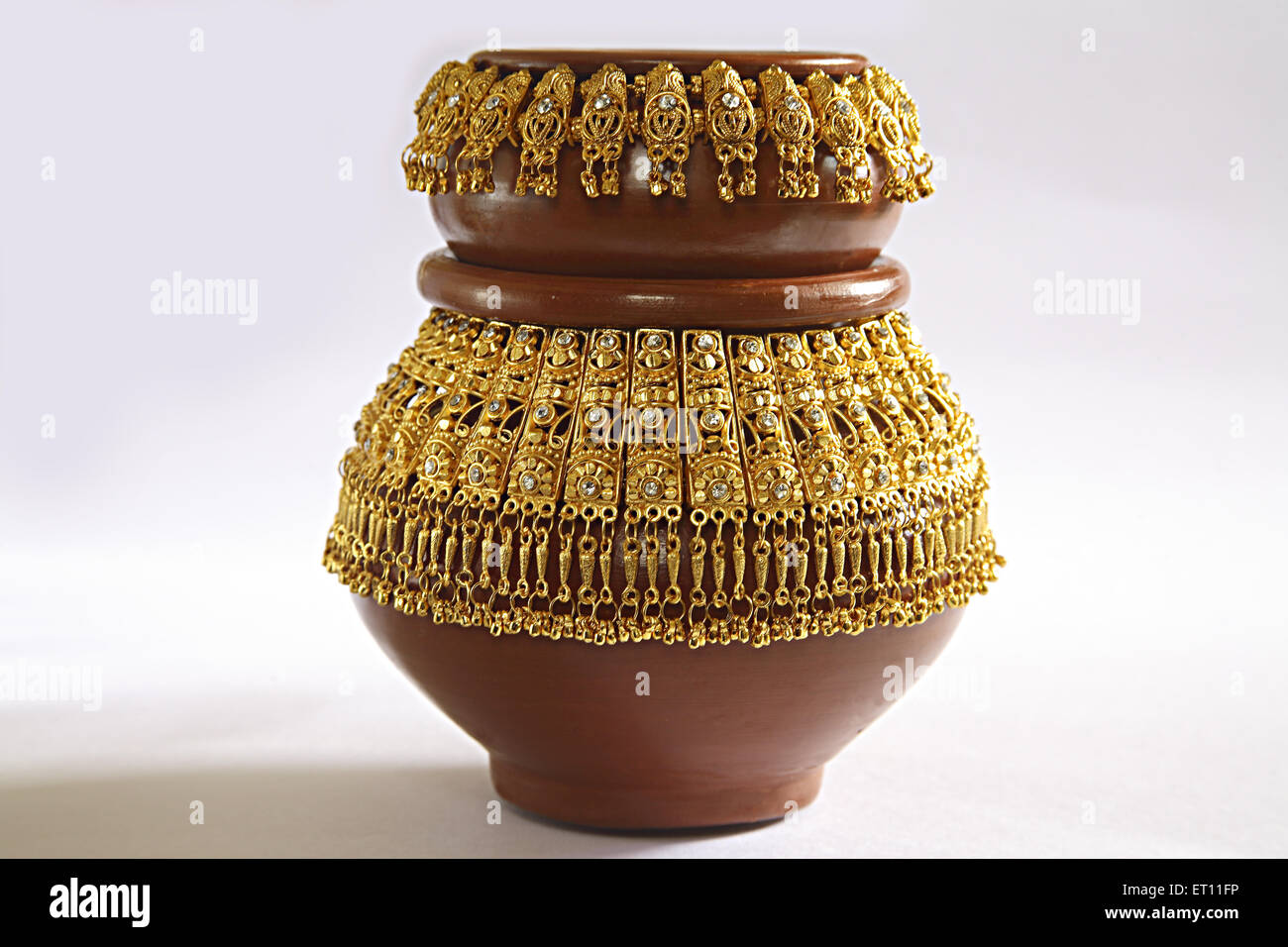 Gold Necklace ; Gulband an ornament for neck around clay pot ; India