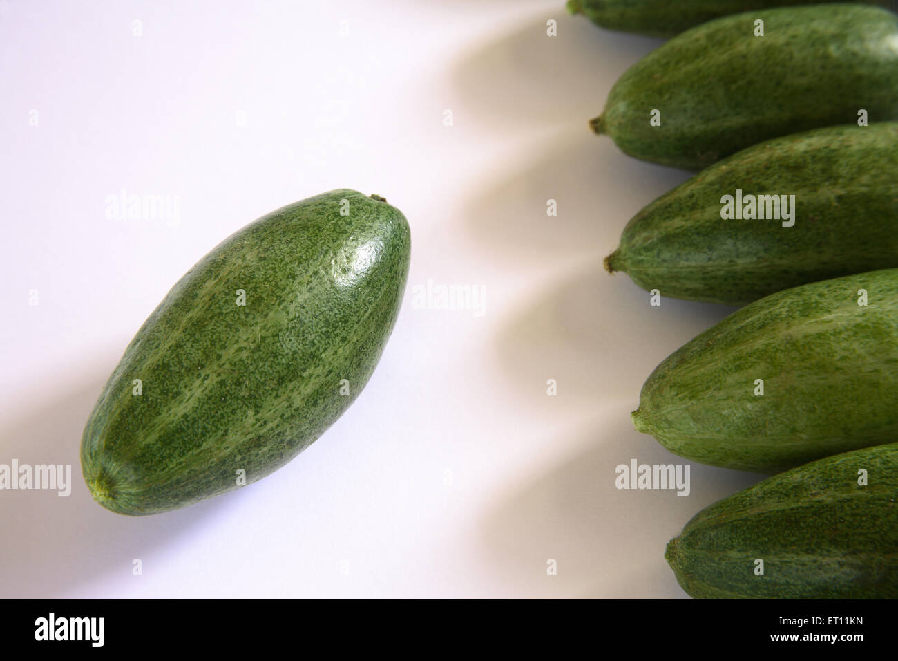 Vegetable ; striped pear gourds parwal on white background Stock Photo