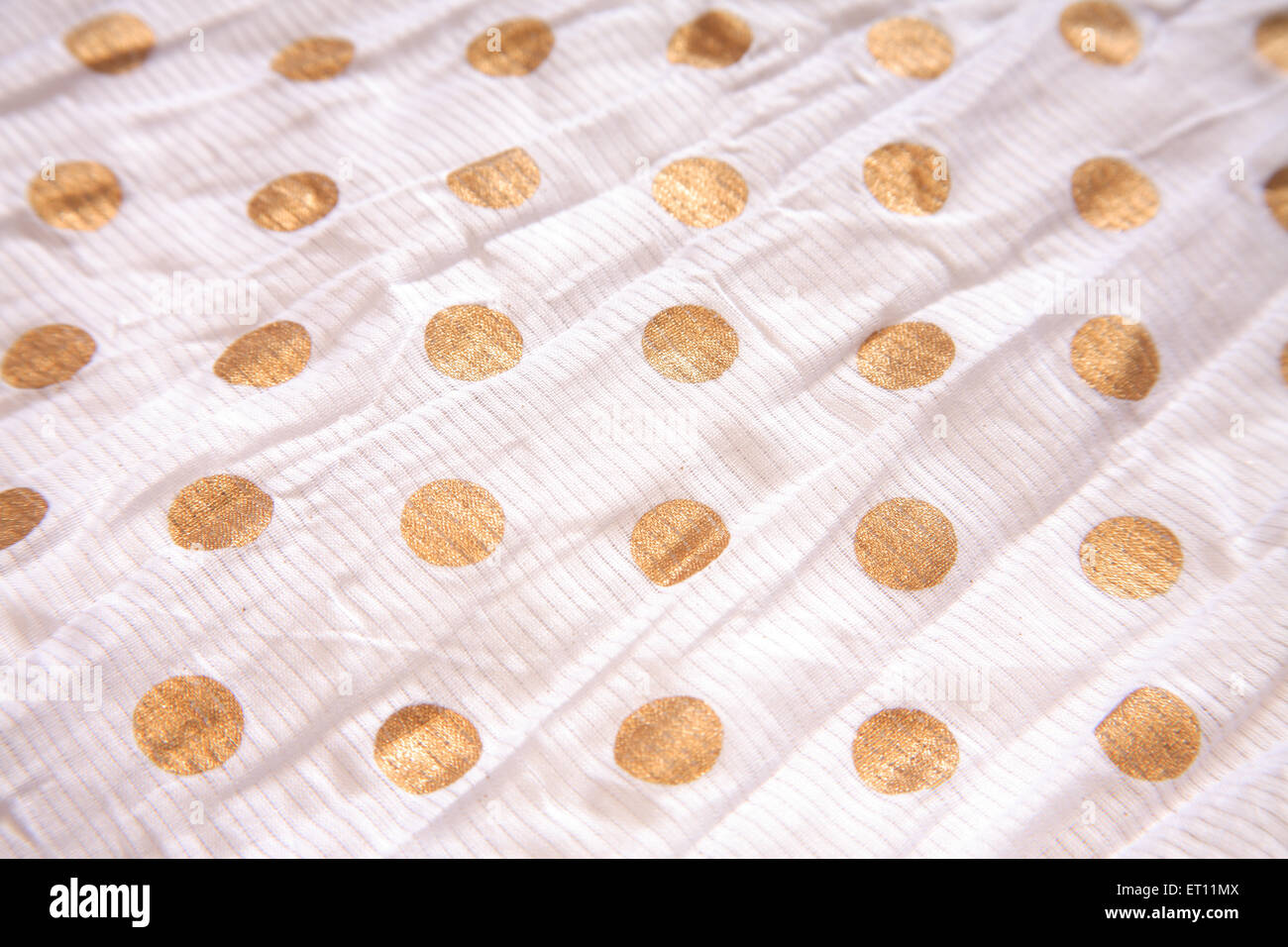 Cotton fabric sari with golden dots Stock Photo