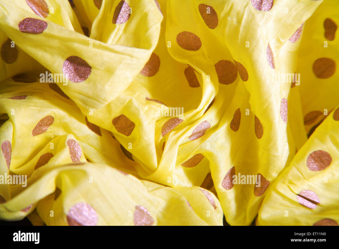 Cotton fabric sari with golden dots Stock Photo