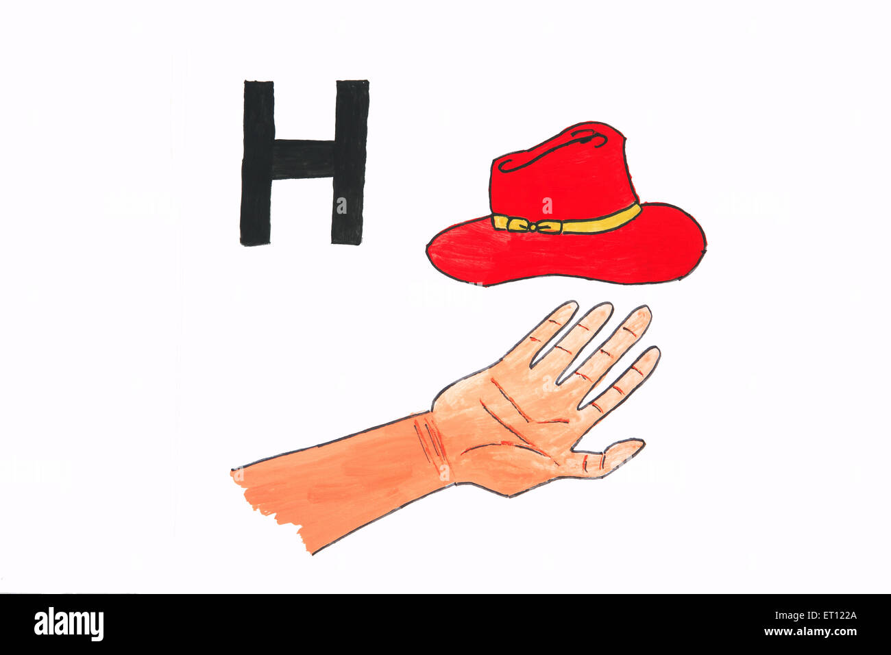 h for hand, h for hat Stock Photo