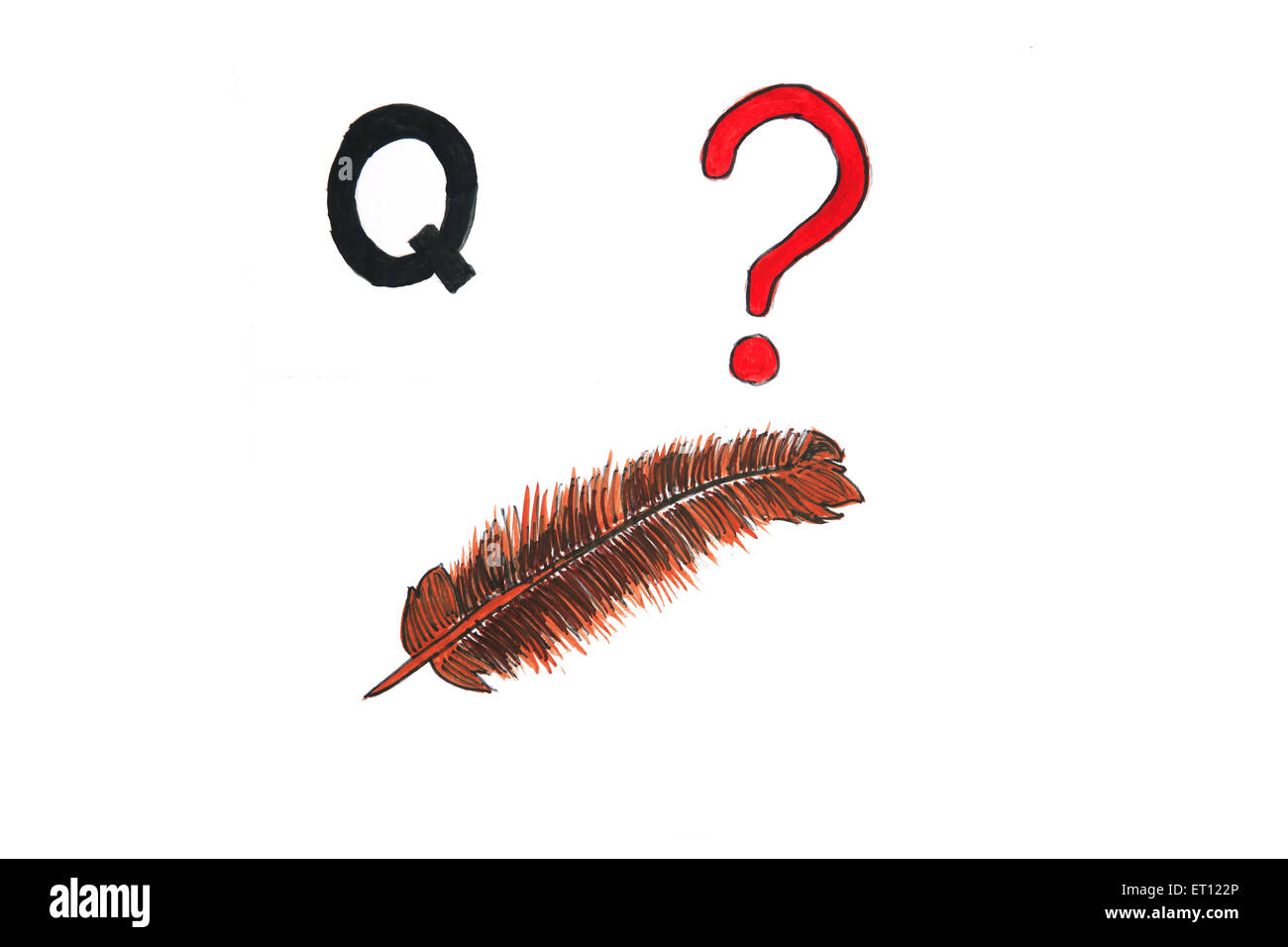 q for question mark, q for quill Stock Photo
