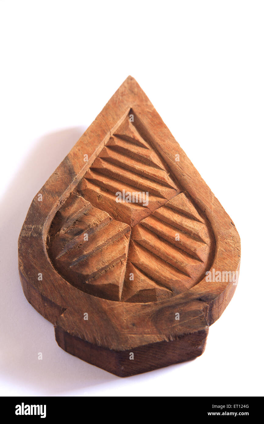 Wooden mould used for stamping and block printing ; India Stock Photo