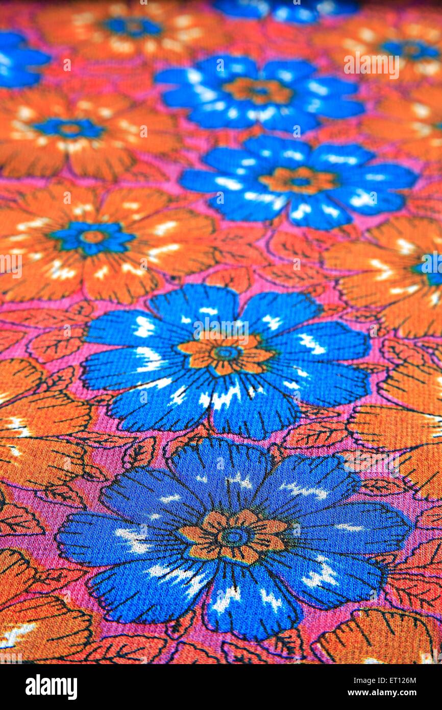 flower printed cotton cloth fabric sari Stock Photo
