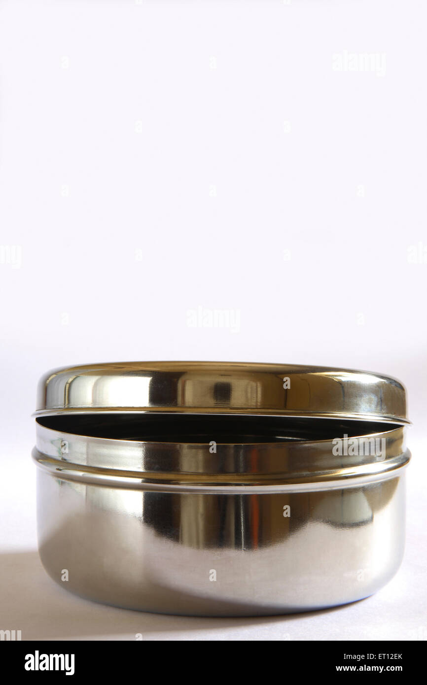 stainless steel box , stainless steel utensil , steel container , kitchenware , cookware , serve ware , tableware , India Stock Photo