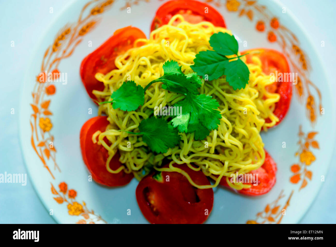 tomatoes noodles India Asia Stock Photo