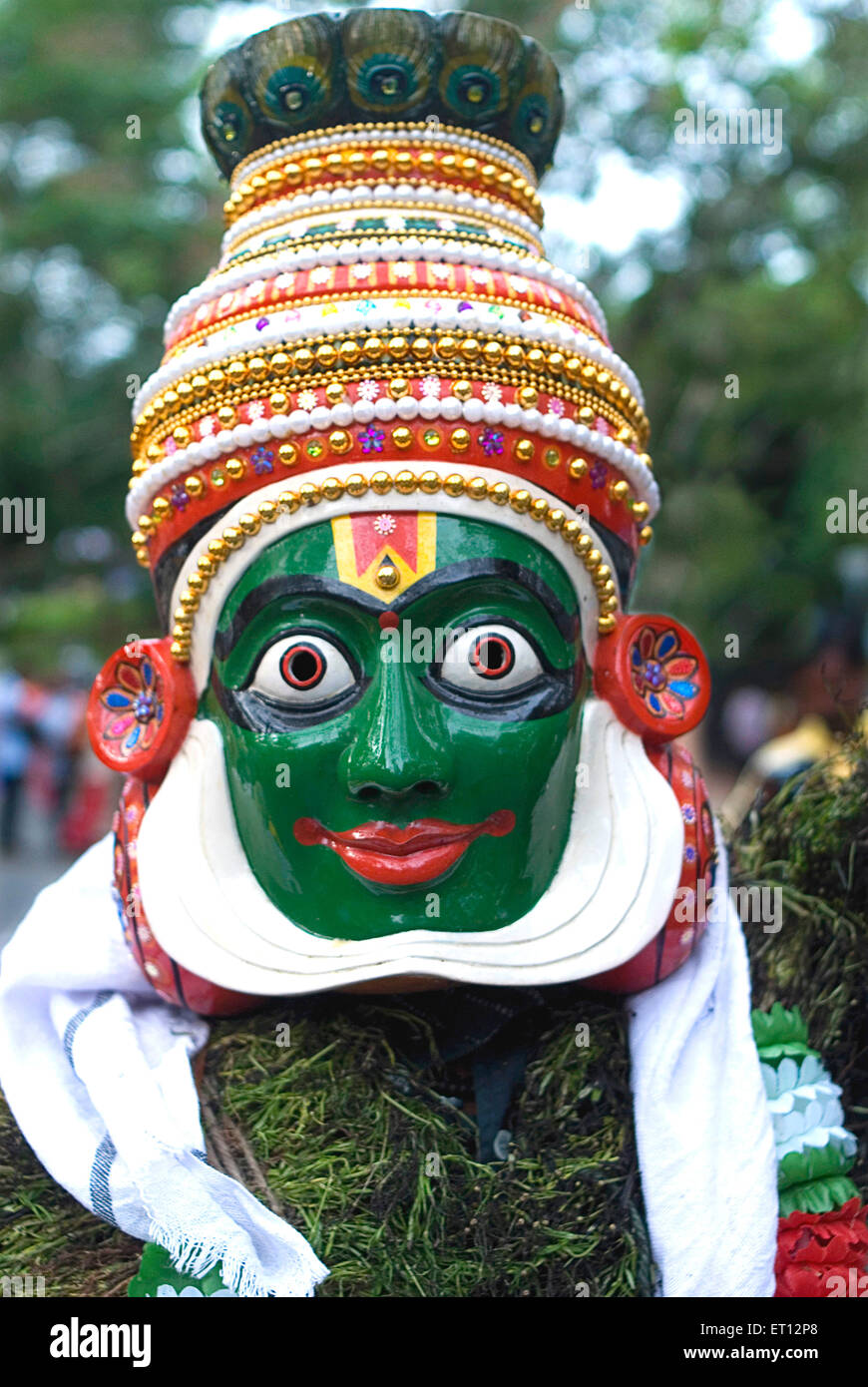 Kummattikali mask dance ; Kummatti Kali mask dance ; Onam Festival ; Trivandrum ; Thiruvananthapuram ; Kerala ; India Stock Photo