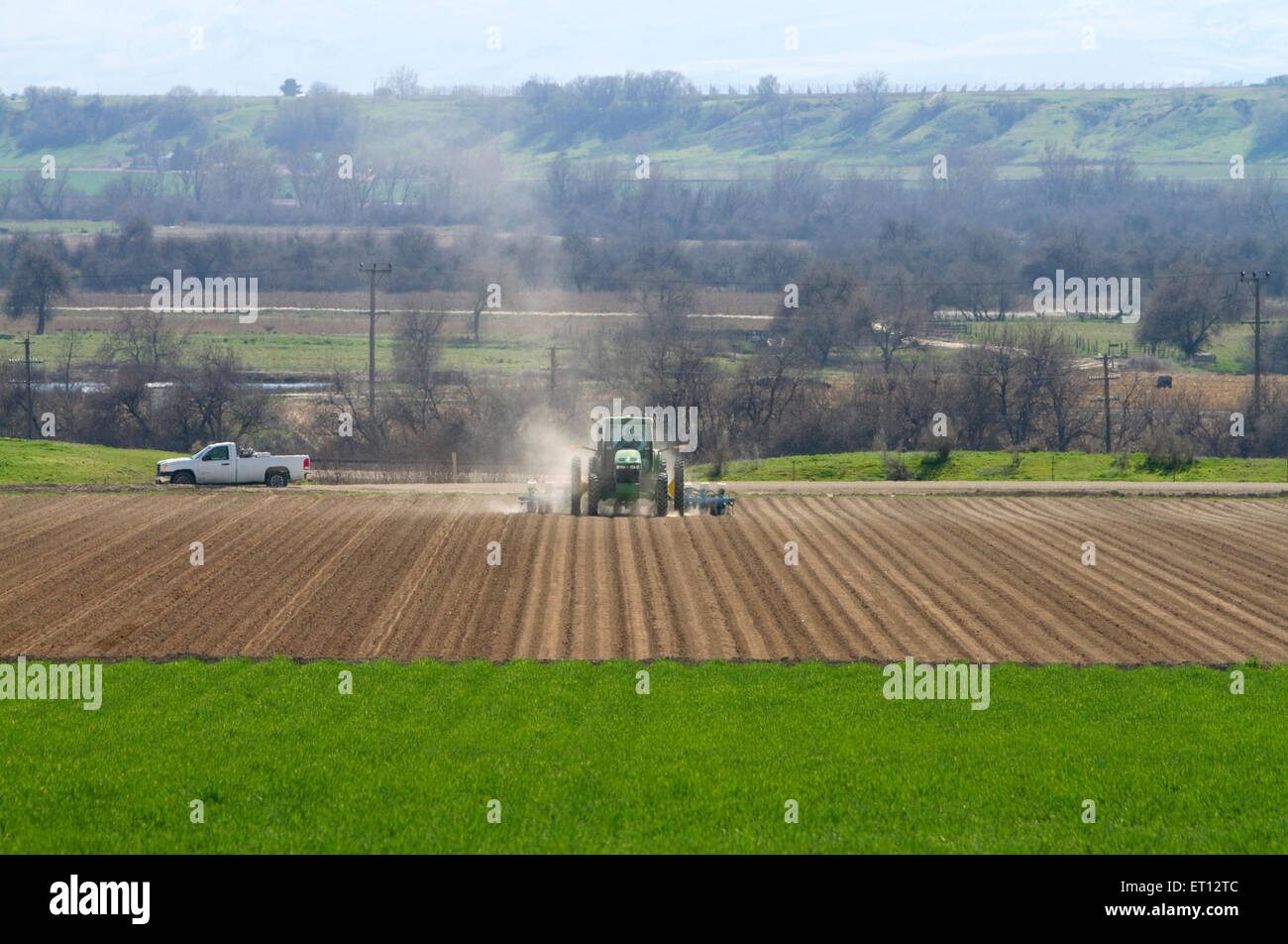 Spring planting of corn in Canyon County, Idaho, USA. Stock Photo