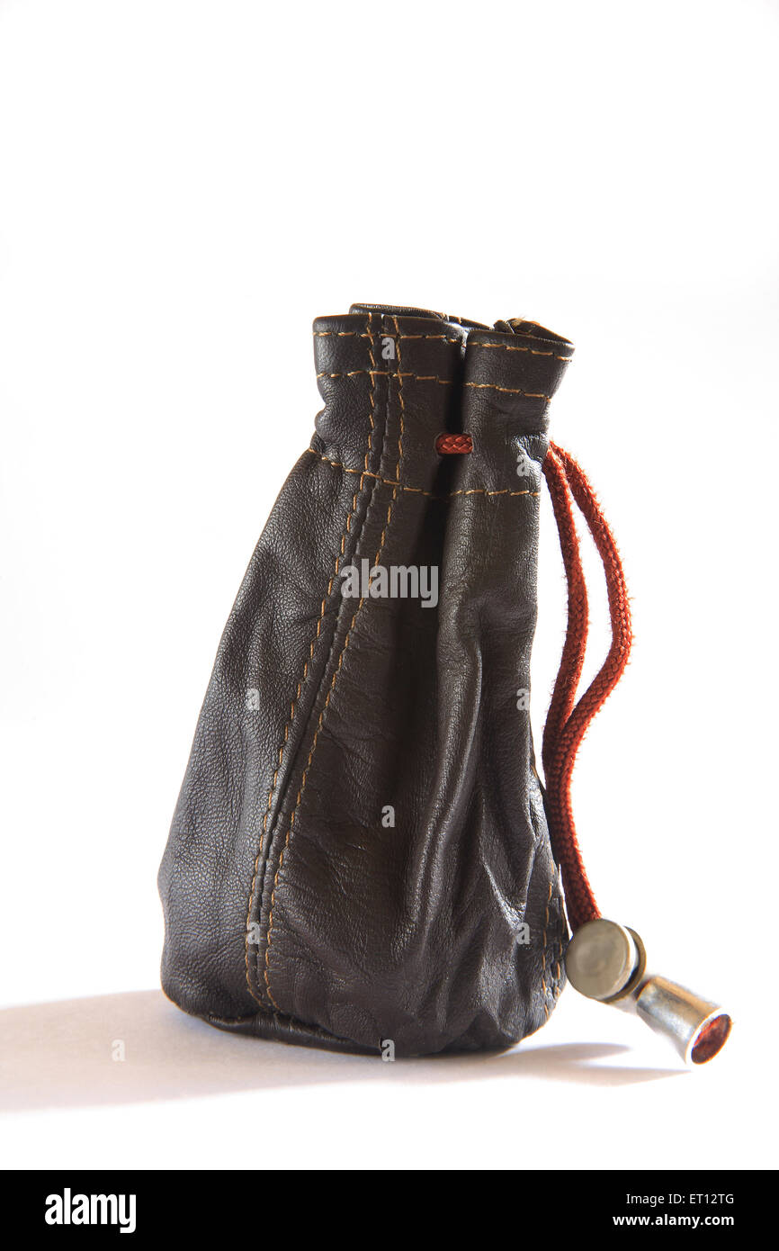 Leather pouch , moneybag , purse ,  wallet  , sack , handbag , Stock Photo