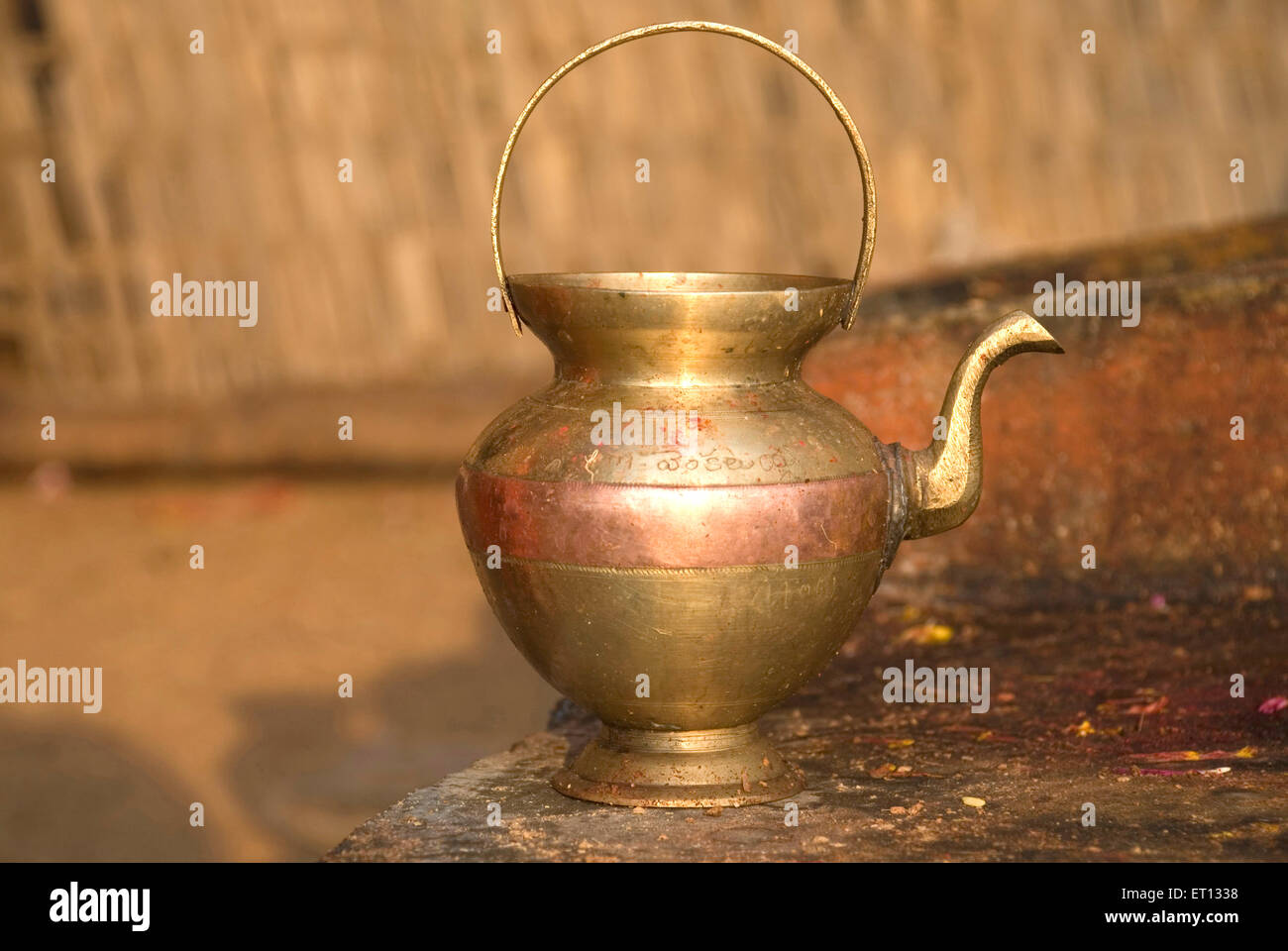 Brass pot ; Mahashivaratri festival ; Keesaragutta temple ; Hyderabad ; Andhra Pradesh ; Telengana ; India Stock Photo