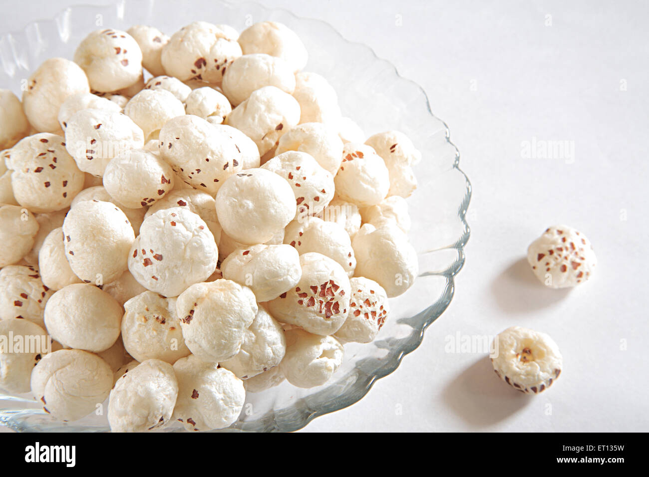 Dry fruit ; Makhana fox nut ; white ball ; Euryl Ferox ; India Stock