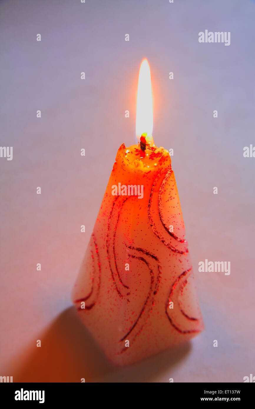 wax decorative candle burning Stock Photo