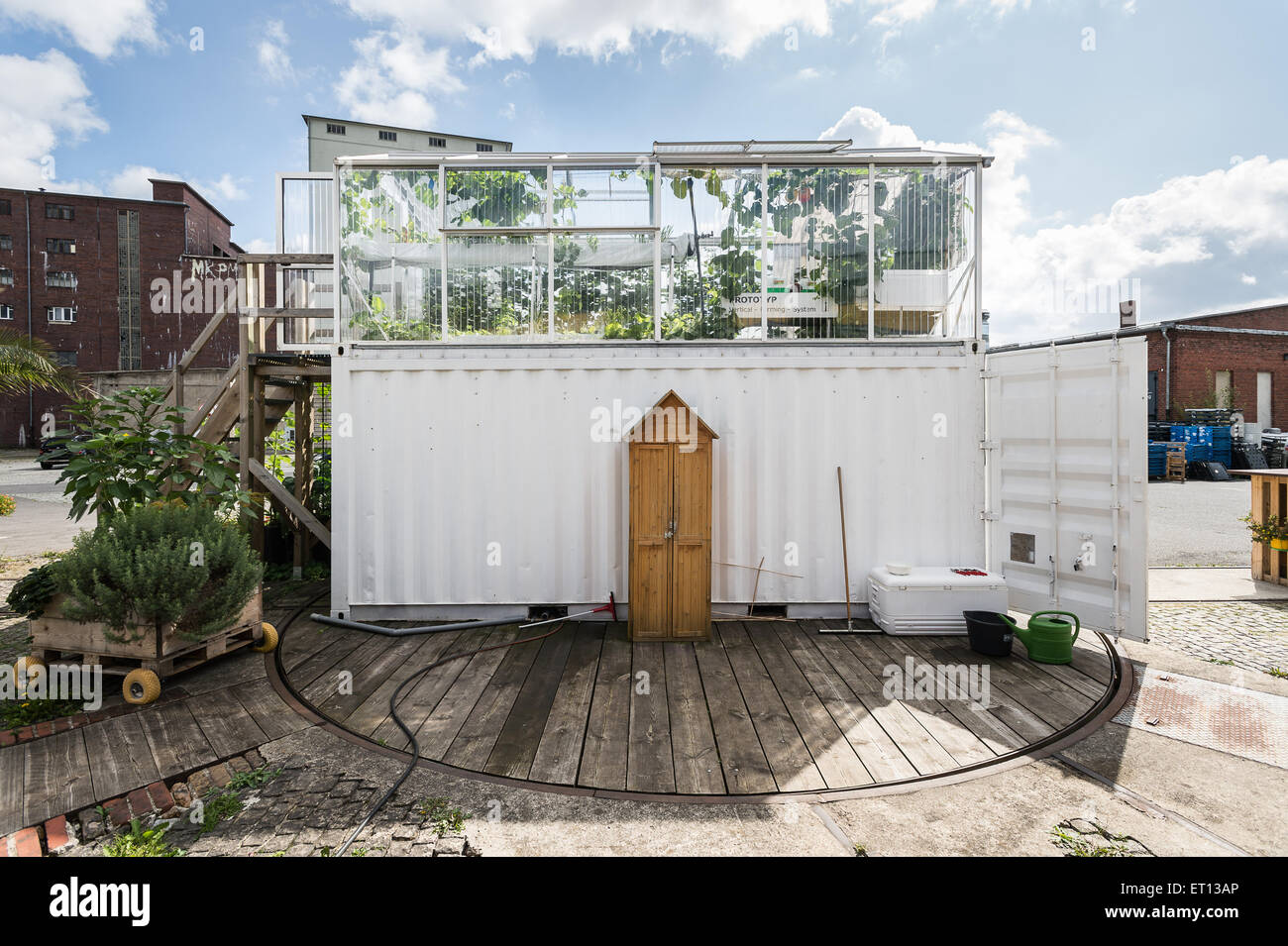 Berlin, Germany, a container farm of ECF Farm Systems Stock Photo - Alamy