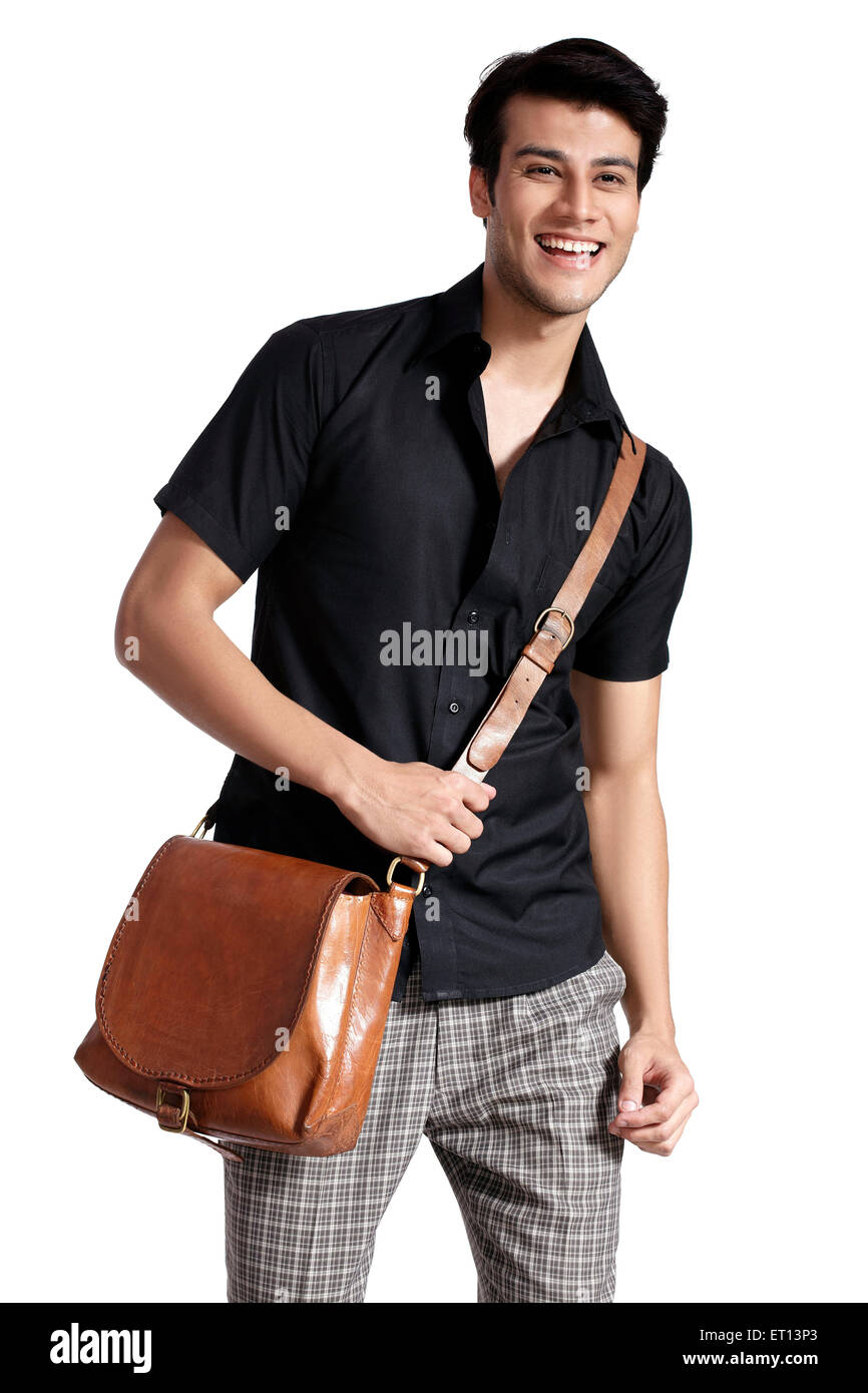 Man Holding Shoulder Bag India Asia MR#790E Stock Photo