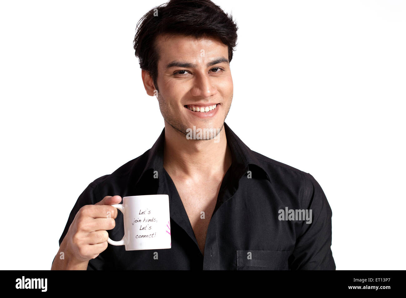 Man Holding Mug India Asia MR#790E Stock Photo